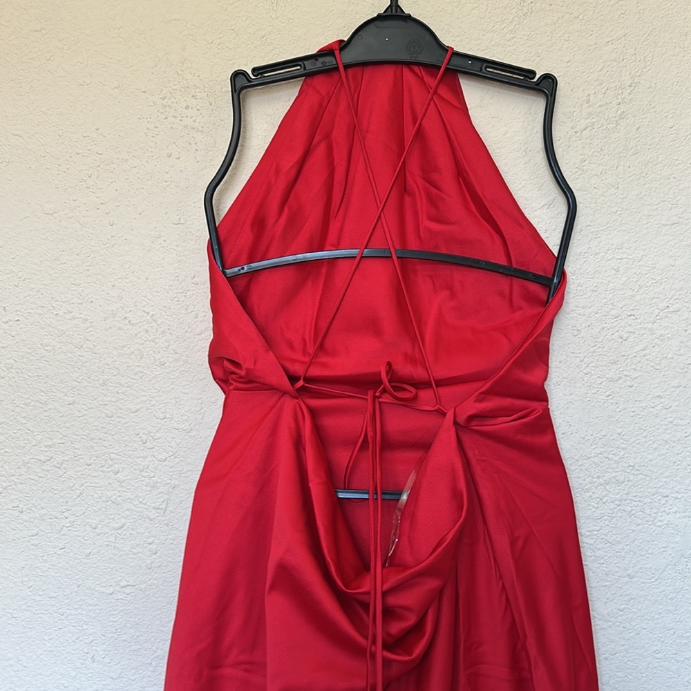 HOUSE OF CB 'Zanab' Red Rose Thigh Slit Maxi Dress NWOT size M - Picture 9 of 13